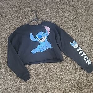 Black Stitch Cropped Sweatshirt